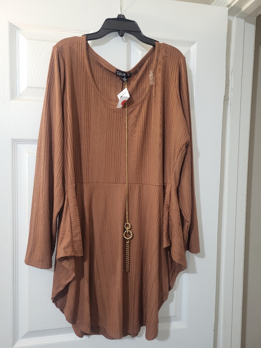Love Ribbed Tunic Top in Warm Tan